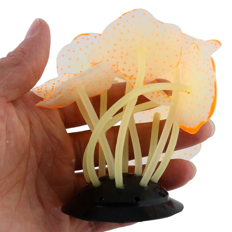 Uniclife Silicone Coral Plant Decorations Glowing Artificial Ornament for Fish Tank Aquarium, Orange, Ball Shape Glow Fish Tank Decorations for Betta Fish - Image 5
